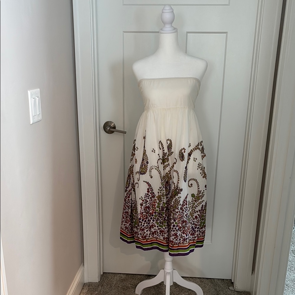 Moda International Strapless Dress in Cream and Brown